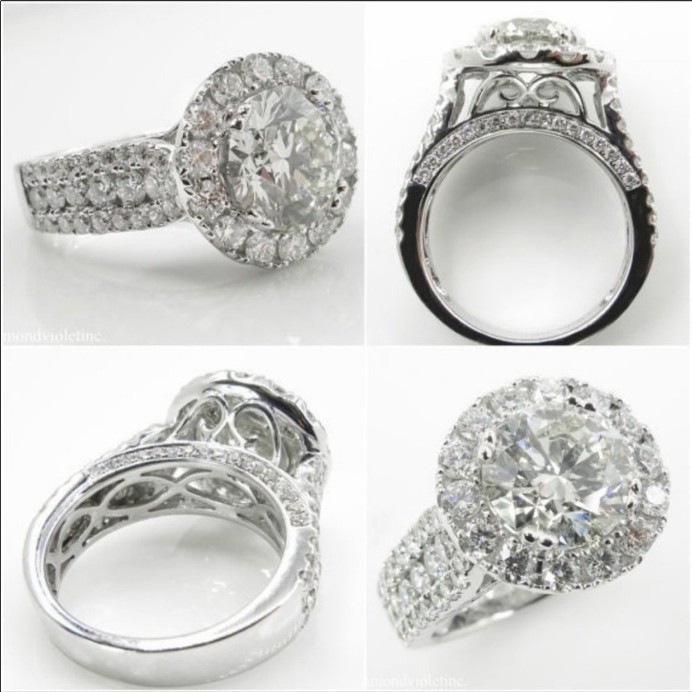 NEW💍925 SILVER ROUND DIAMOND HALO ENGAGEMENT RING - Picture 3 of 5
